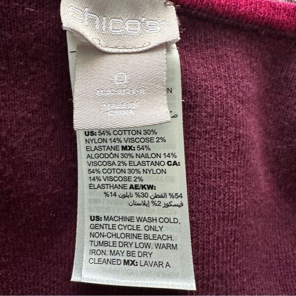 Chicos Reversible Cardigan Size 0 (Actual = 4) Red Open Front Chic Versatile - Picture 6 of 7